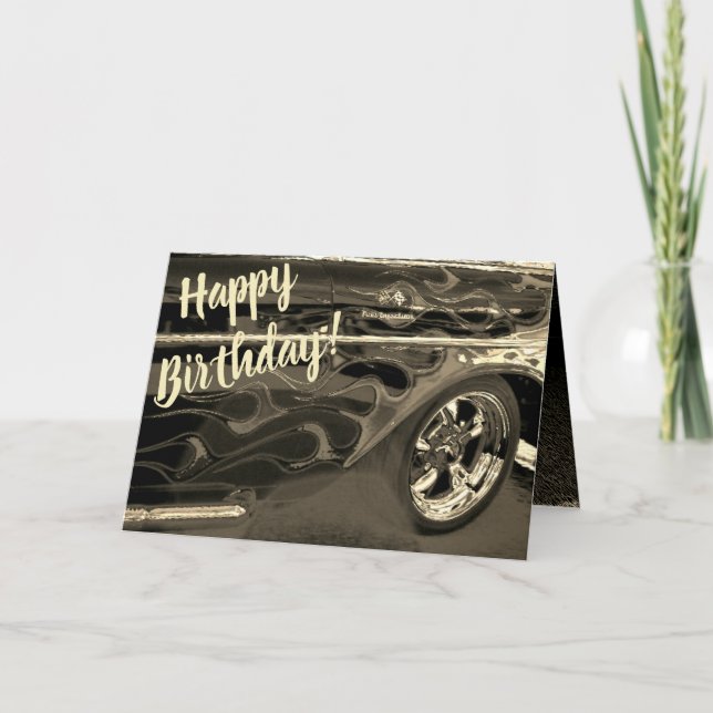 Hot rod födelsedag, hoppas att du njuter av riden inbjudan (Framsida)