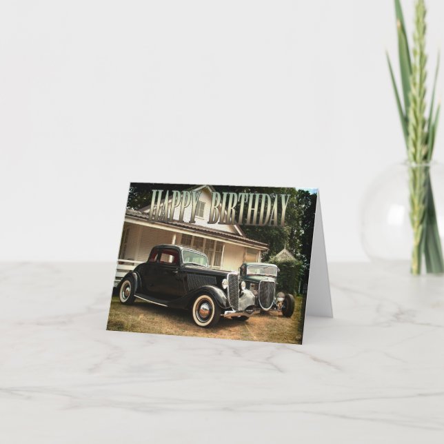 Hot rod födelsedagskort kort (Framsida)