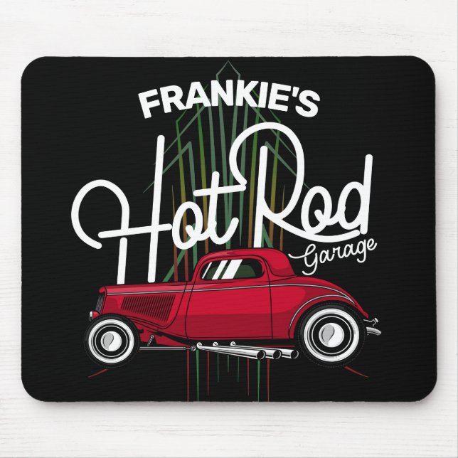 Hot rod Garage CUSTOM NAME Deluxe Streck bil Musmatta (Framsidan)