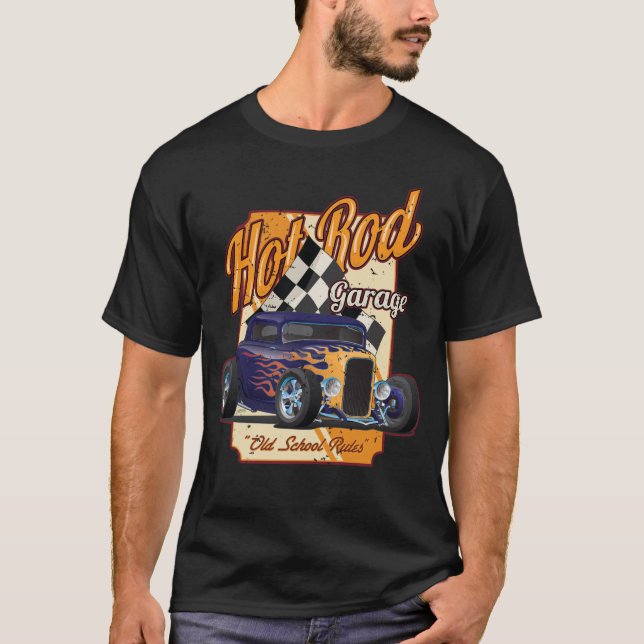 Hot rod Garage Old school Regler T Shirt (Framsida)