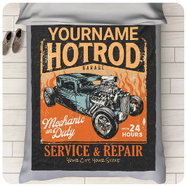 Hot Rod Garage Personalized NAME Mechanic Shop Fleecefilt