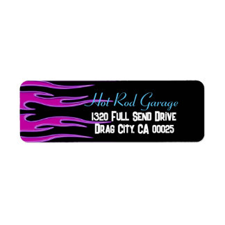 Hot rod Garage Rosa Flames-etikett Returadress Etikett