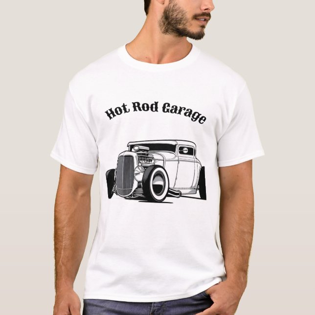 hot rod Garage T Shirt (Framsida)