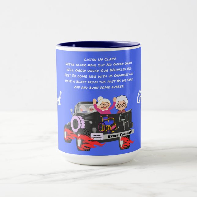 Hot rod Grannies Two Tone Blue Coffee Mugg (Center)