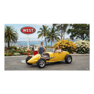 Hot rod in a gas station   fototryck