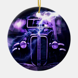 Hot rod julgransprydnad keramik