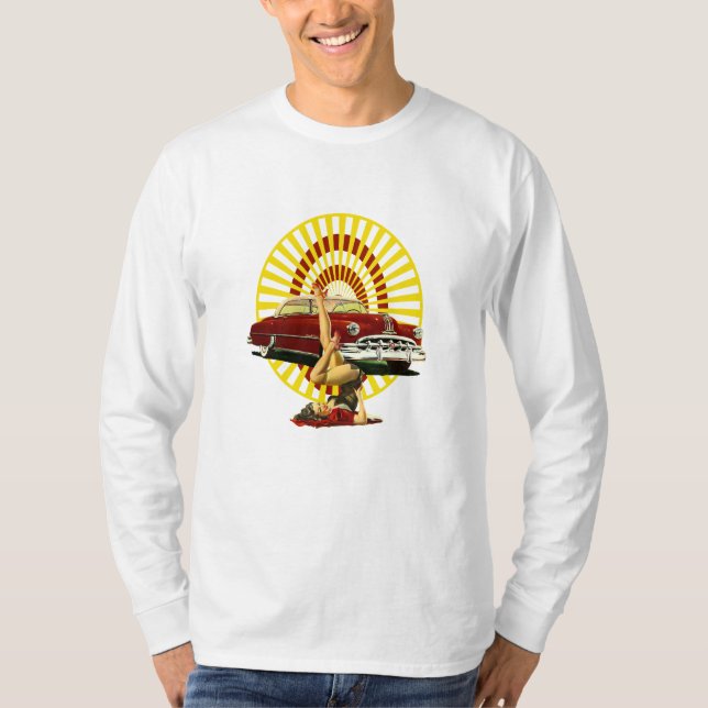 Hot rod klämmer fast upp flicka tee shirt (Framsida)
