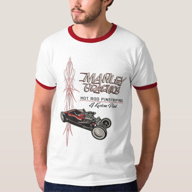 Hot rod med Pinstriping T-shirt (Framsida)