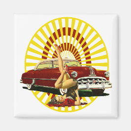 Hot rod Pin Up Girl Magnet