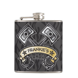 Hot rod Pistons Ghost Flames Custom NAME Garage Fickplunta