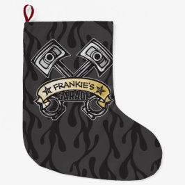 Hot rod Pistons Ghost Flames Custom NAME Garage Stor Julstrumpa