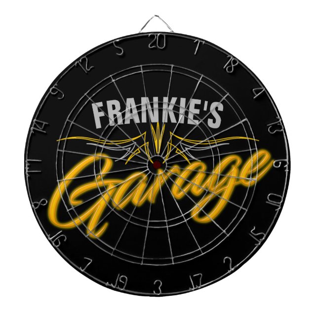 Hot rod Retro Neon Stil Biker Anpassningsbar Garag Darttavla (Framsidan)