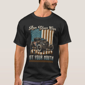 Hot rod Tävla Amerikanska Flagga Din bil Patrioti T Shirt