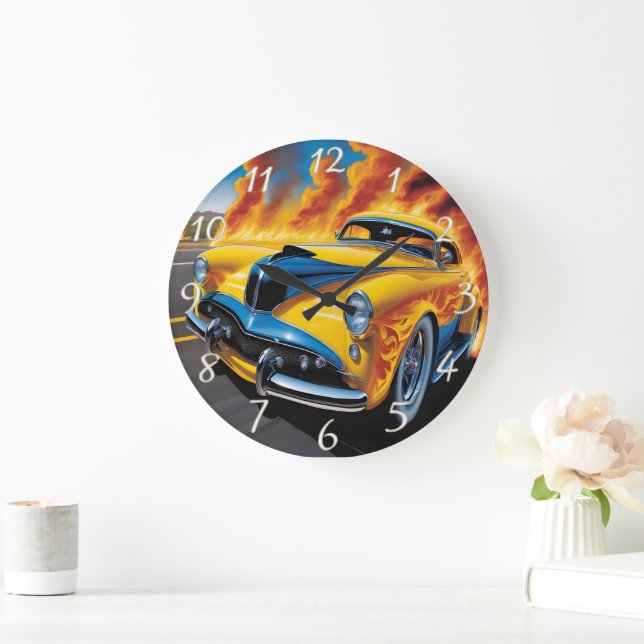 Hot rod tävla ner på en graverande motorväg stor klocka (Hem)