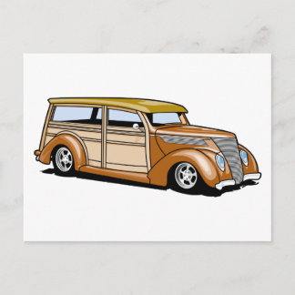 hot rod Woodie Vykort