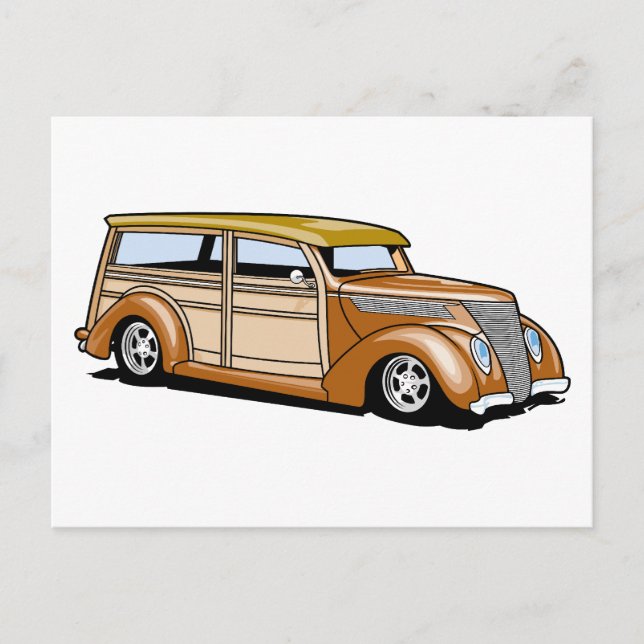 hot rod Woodie Vykort (Framsida)