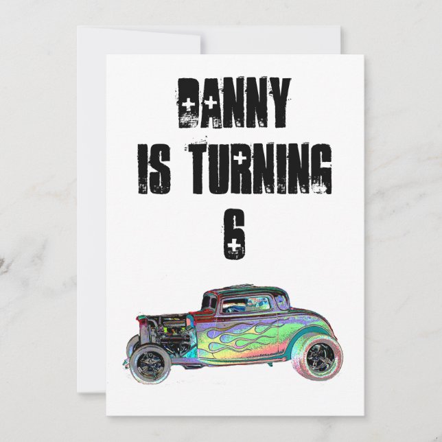 Hot rodfödelsedaginbjudningar inbjudningar (Framsida)