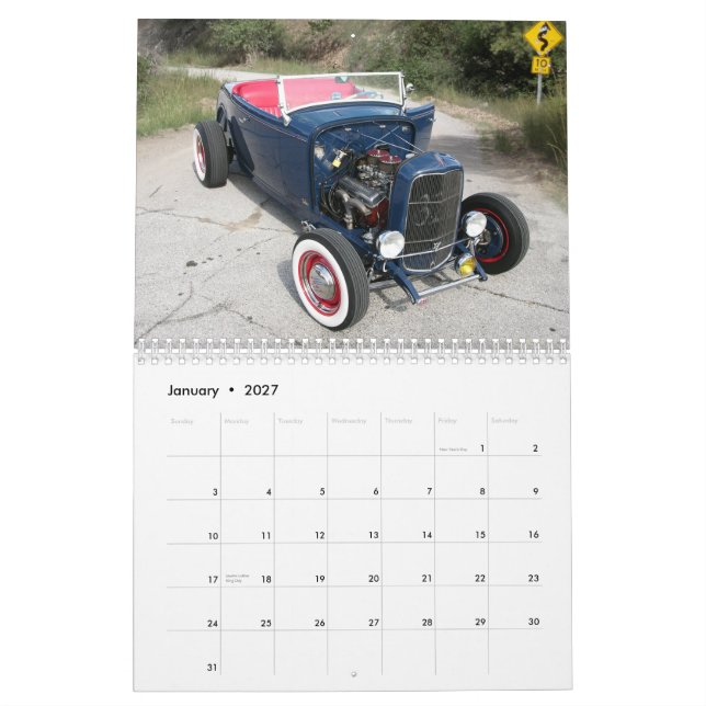 Hot rodkalender kalender (Jan 2027)