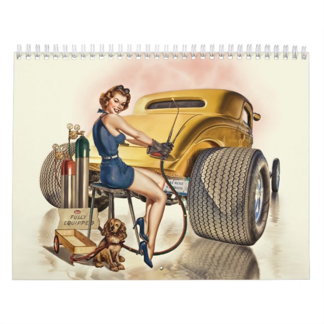 Hot rodväggkalender & Retro pinup Kalender (Omslag)