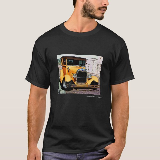 Hot rodvuxen för klassiker gul skjorta för tee shirt (Framsida)