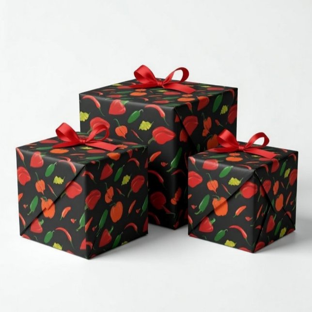 Hot & Spicy Chili Peppers Wrapping Paper Presentpapper (Skapare uppladdad)