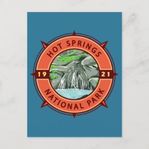 Hot Springs National Park Retro Kompassmärke Vykort