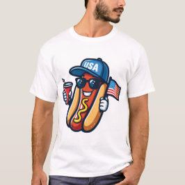 Hotdog 4:e juli Patriotisk raket & fyrverkerier T Shirt