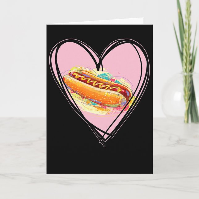 Hotdog är min valentin Jag älskar korv Jag älskar  Kort (Framsida)