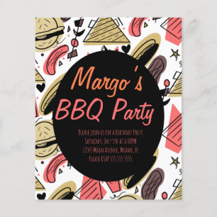 Hotdog Burger Doodle BBQ Birthday Mönster Flyers