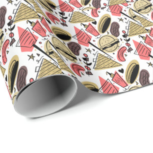 Hotdog Burger Doodle BBQ Birthday Mönster Presentpapper