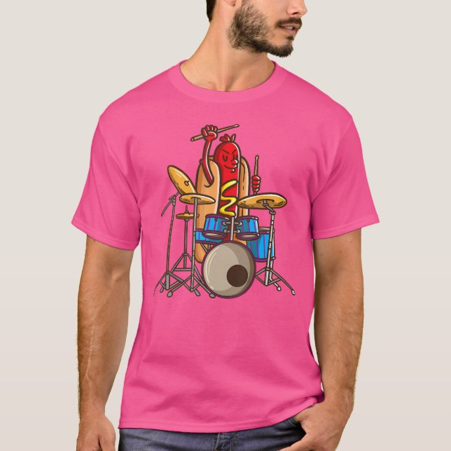 Hotdog Drummer Shirt Drum and Bass Percussionist m T (Framsida)