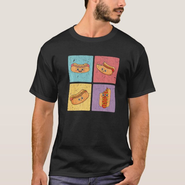 Hotdog Foodie Wiener Franks Sause Fast Food Pop T Shirt (Framsida)