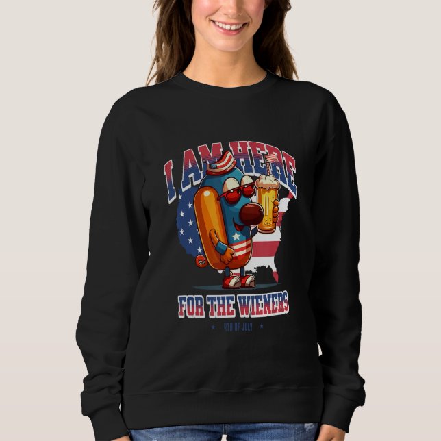 Hotdog Funny Wiener 4th of July Patriotic T Shirt (Framsida)