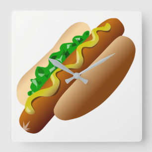 Hotdog Fyrkantig Klocka