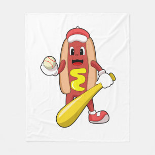 Hotdog i Baseball med Baseball fladdermus Fleecefilt