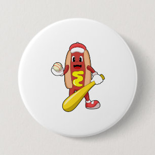Hotdog i Baseball med Baseball fladdermus Knapp