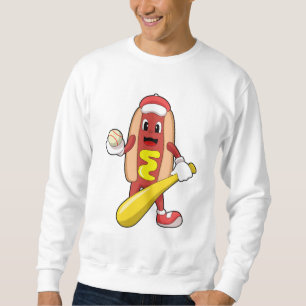 Hotdog i Baseball med Baseball fladdermus Lång Ärmad Tröja