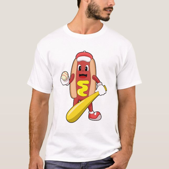 Hotdog i Baseball med Baseball fladdermus T Shirt (Framsida)