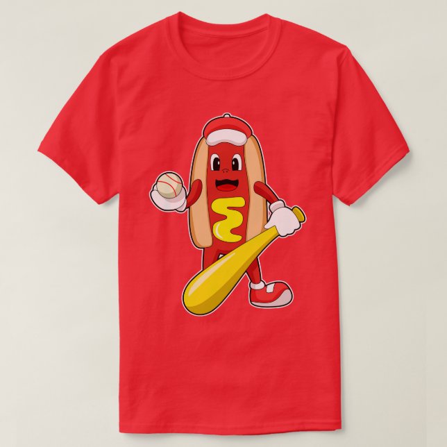 Hotdog i Baseball med Baseball fladdermus T Shirt (Design framsida)