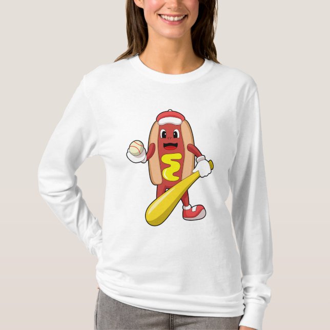Hotdog i Baseball med Baseball fladdermus T Shirt (Framsida)