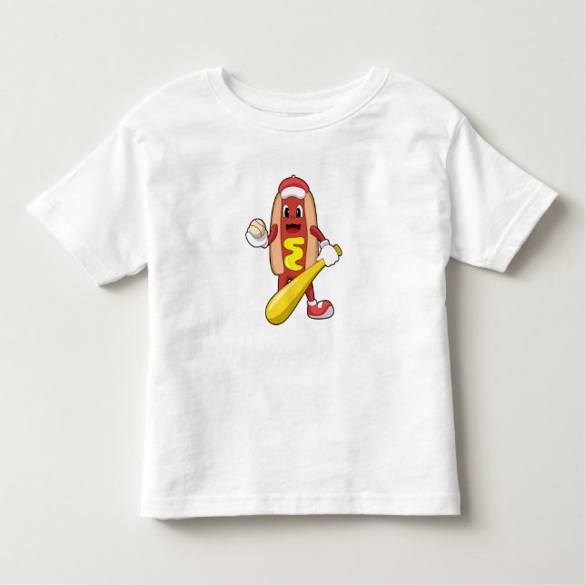 Hotdog i Baseball med Baseball fladdermus T Shirt (Framsida)