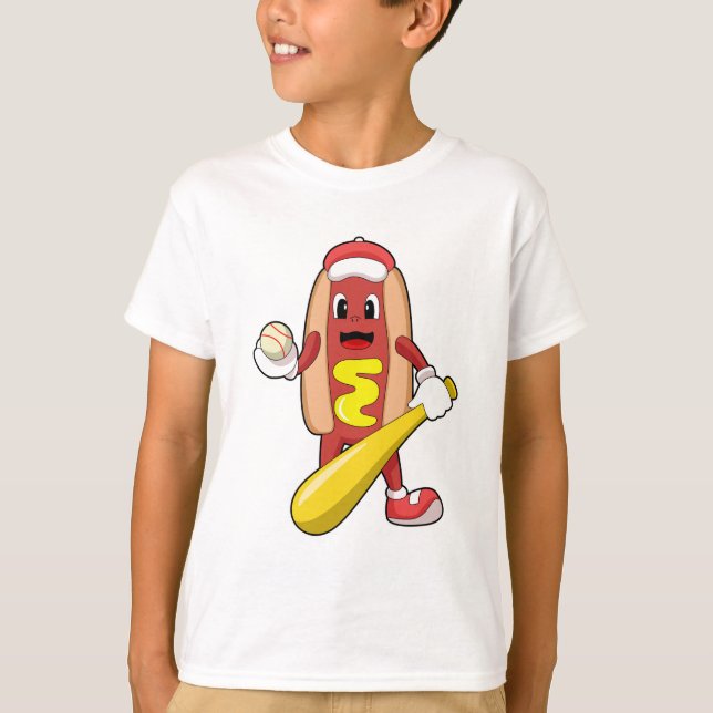 Hotdog i Baseball med Baseball fladdermus T Shirt (Framsida)