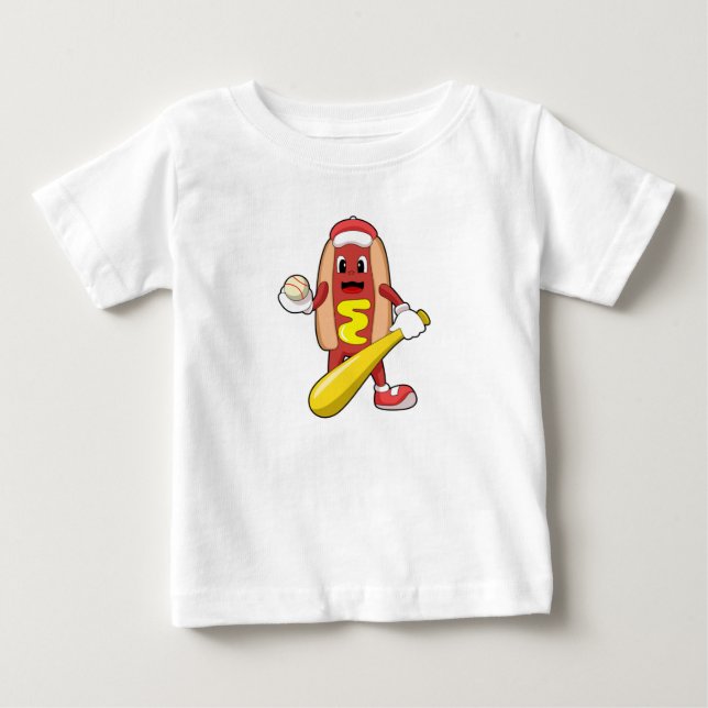 Hotdog i Baseball med Baseball fladdermus T Shirt (Framsida)