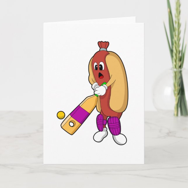Hotdog i Cricket med Cricket fladdermus Kort (Framsida)