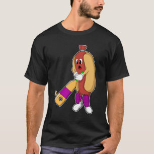 Hotdog i Cricket med Cricket fladdermus T Shirt
