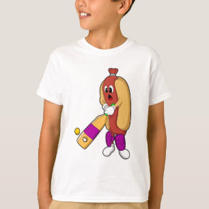 Hotdog i Cricket med Cricket fladdermus T Shirt