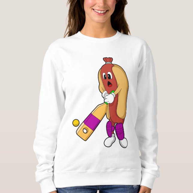 Hotdog i Cricket med Cricket fladdermus T Shirt (Framsida)