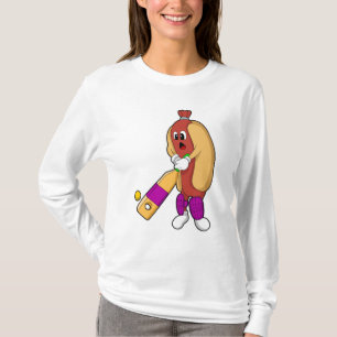 Hotdog i Cricket med Cricket fladdermus T Shirt