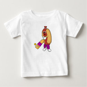 Hotdog i Cricket med Cricket fladdermus T Shirt