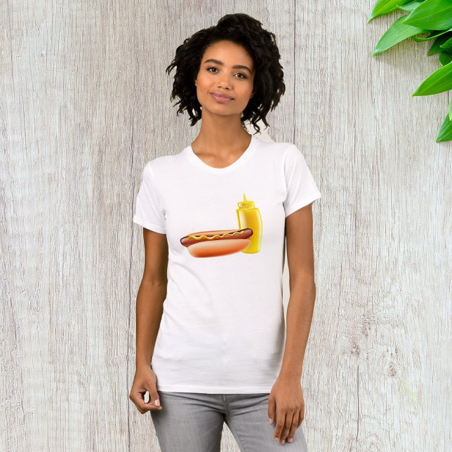 Hotdog med Mustard Flaska Womens T-Shirt (Skapare uppladdad)
